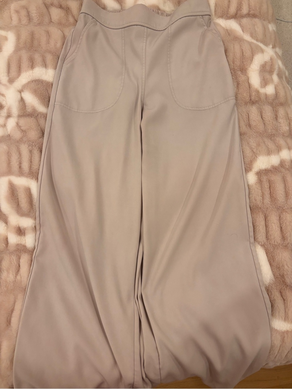 Wide-Leg High-Waist Pants in Light Taupe